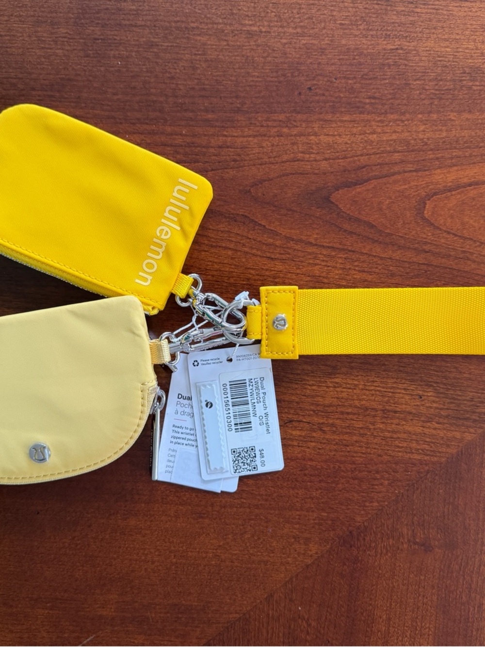LULULEMON - Maize Yellow / Lemon Wash Dual Pouch Wristlet NWT - Picture 4 of 6